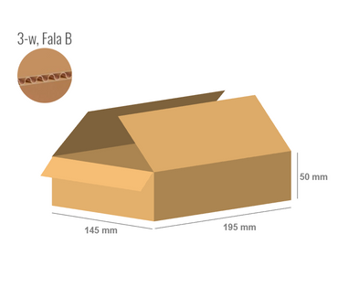 Karton 195x145x50 - mit Klappen (Fefco 201) - 3-Schicht (3w)
