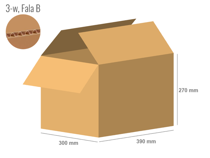 Cardboard box 390x300x270 - with Flaps (Fefco 201) - Single Wall (3-layer)