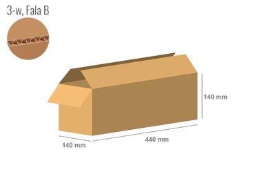 Cardboard box 440x140x140 - with Flaps (Fefco 201) - Single Wall (3-layer)