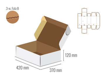 Pudełko fasonowe 420x370x120 - Fefco 427 - bielone
