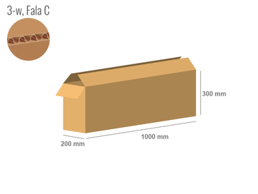 Pudełko kartonowe 1000x200x300 - Klapowe Fefco 201