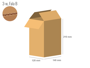 Cardboard box 140x120x210 - with Flaps (Fefco 201) - Single Wall (3-layer)