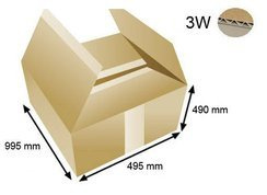 Cardboard box 995x495x490 - with Flaps (Fefco 201) - 3-layer (3w)