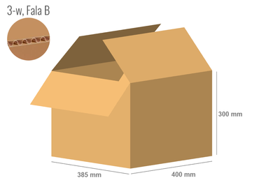 Cardboard box 400x385x300 - with Flaps (Fefco 201) - Single Wall (3-layer)