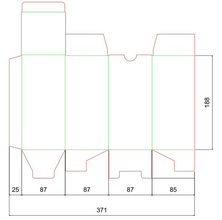 Pudełko fasonowe 85x85x185 - Fefco 215
