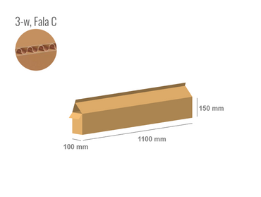 Pudełko kartonowe 1100x100x150 z klapami na zakład - Klapowe Fefco 203