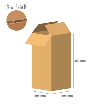 Cardboard box 195x195x390 - with Flaps (Fefco 201) - 3-layer (3w)