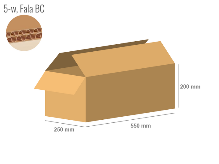 Cardboard box 550x250x200 - with Flaps (Fefco 201) - Double Wall (5-layer)