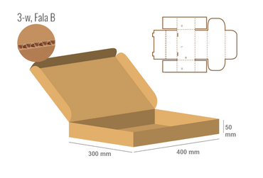 Pudełko fasonowe 400x300x50 - Fefco 426