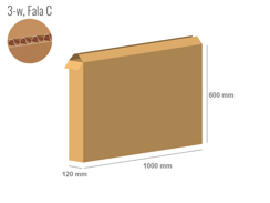 Karton 1000x120x600 - mit Klappen (FEFCO 201) - 1-wellig (3-Schicht)