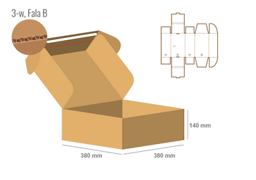 Pudełko fasonowe 380x380x140 - Fefco 427 BOX