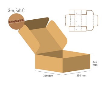Pudełko fasonowe 350x350x130 - Fefco 426