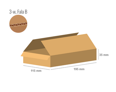 Cardboard box 195x115x35 - with Flaps (Fefco 201) - 3-layer (3w)