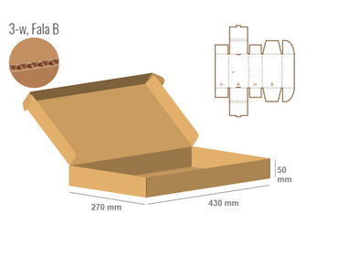 Pudełko fasonowe 430x270x50 - Fefco 427