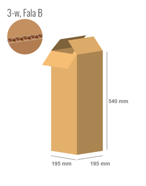 Cardboard box 195x195x540 - with Flaps (Fefco 201) - 3-layer (3w)
