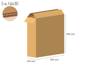 Karton 800x250x800 - mit Klappen (FEFCO 201) - 2-wellig (5-Schicht)