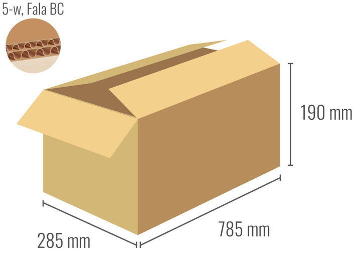 Cardboard box 785x285x190 - with Flaps (Fefco 201) - 5-layer (5w)