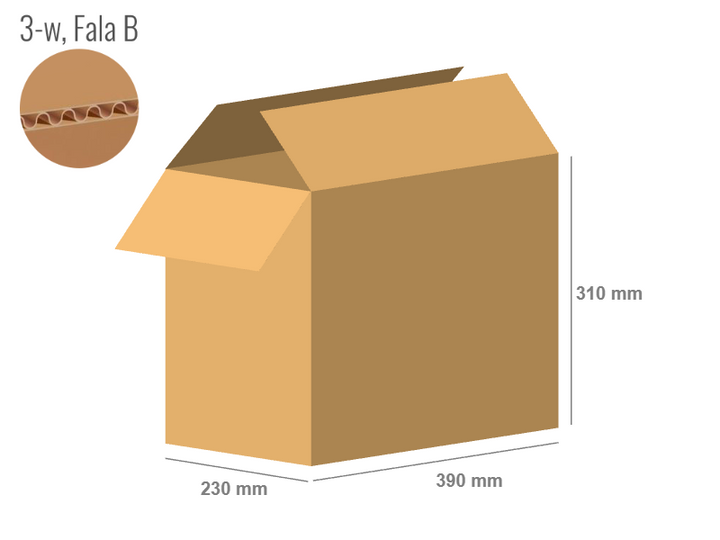 Karton 390x230x310 - mit Klappen (FEFCO 201) - 1-wellig (3-Schicht)