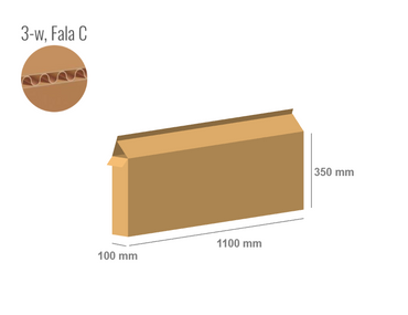 Pudełko kartonowe 1100x100x350 z klapami na zakład - Klapowe Fefco 203