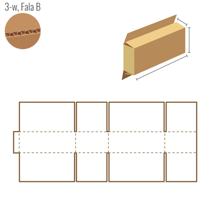 Prototyp pudełka klapowego - FEFCO 203 - klapy na zakład