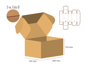 Pudełko fasonowe 200x150x110 - Fefco 427