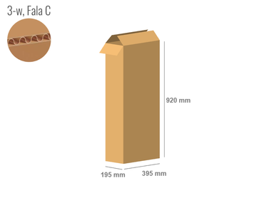 Cardboard box 395x195x920 - with Flaps (Fefco 201) - Single Wall (3-layer)