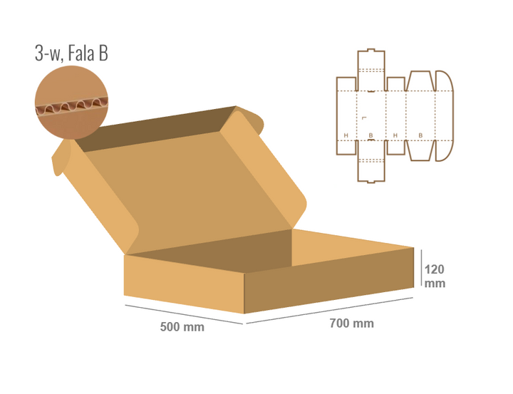 Pudełko fasonowe 700x500x120 - Fefco 427