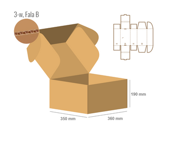 Pudełko fasonowe 360x350x190 - Fefco 427