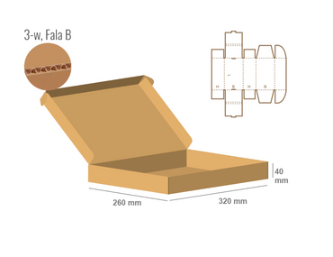 Pudełko fasonowe 320x260x40 - Fefco 427