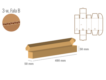 Pudełko fasonowe 490x50x50 - Fefco 427