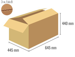 Cardboard box 645x445x490 - with Flaps (Fefco 201) - 3-layer (3w)