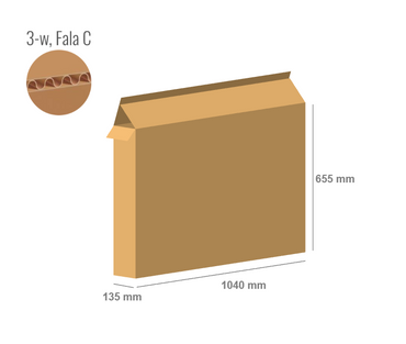 Pudełko kartonowe 1040x135x655 z klapami na zakład - Klapowe Fefco 203