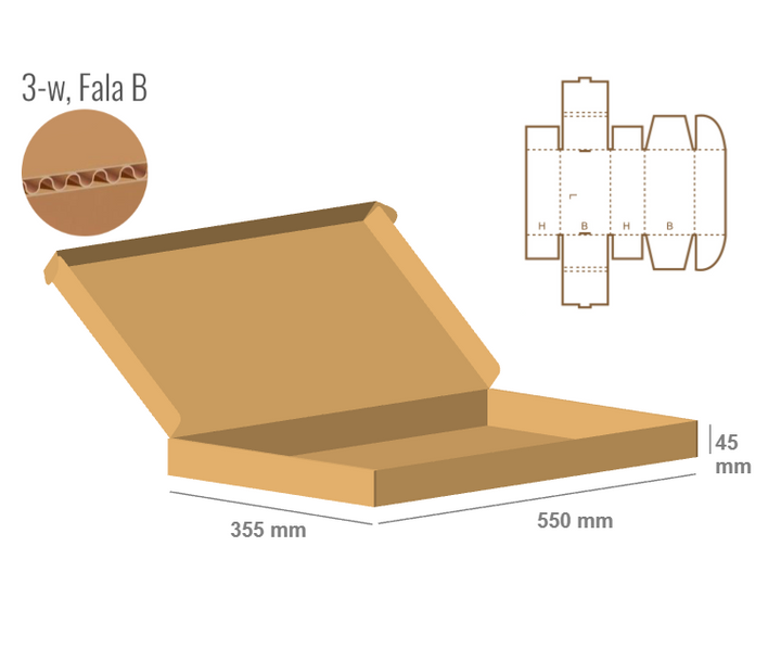 Pudełko fasonowe 550x355x45 - Fefco 427