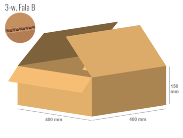 Karton 400x400x150 - mit Klappen (FEFCO 201) - 1-wellig (3-Schicht)