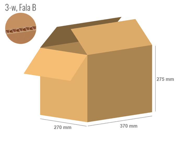 Karton 370x270x275 - mit Klappen (FEFCO 201) - 1-wellig (3-Schicht)