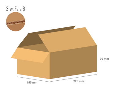 Cardboard box 225x155x90 - with Flaps (Fefco 201) - 3-layer (3w)