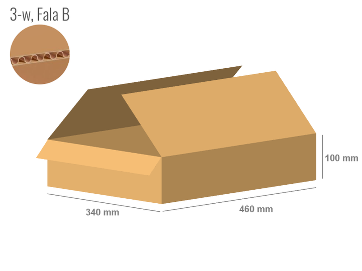 Karton 460x340x100 - mit Klappen (FEFCO 201) - 1-wellig (3-Schicht)
