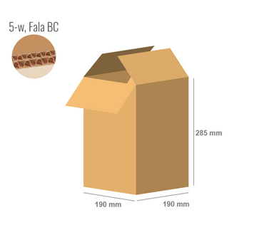 Cardboard box 190x190x285 - with Flaps (Fefco 201) - 5-layer (5w)