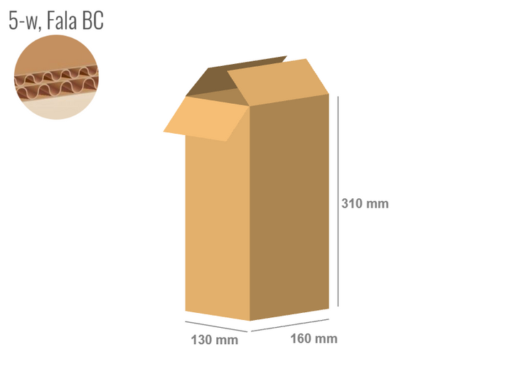 Pudełko z tektury 5-warstwowej 160x130x310 - Klapowe Fefco 201