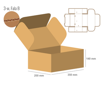Pudełko fasonowe 350x250x140 - Fefco 426
