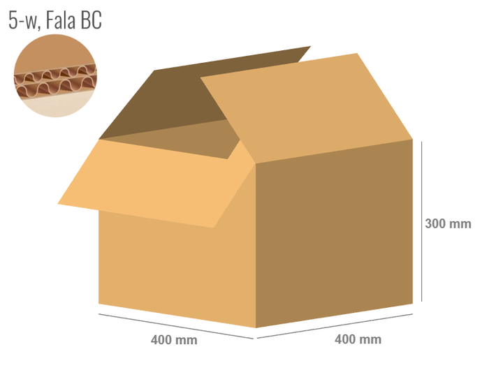 Cardboard box 400x400x300 - with Flaps (Fefco 201) - Double Wall (5-layer)