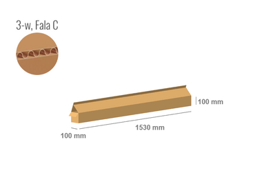 Pudełko kartonowe 1530x100x100 z klapami na zakład - Klapowe Fefco 203