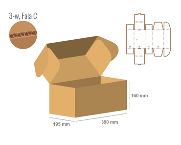 Pudełko fasonowe 390x195x160 - Fefco 427