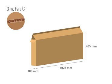 Pudełko kartonowe 1025x100x405 z klapami na zakład - Klapowe Fefco 203