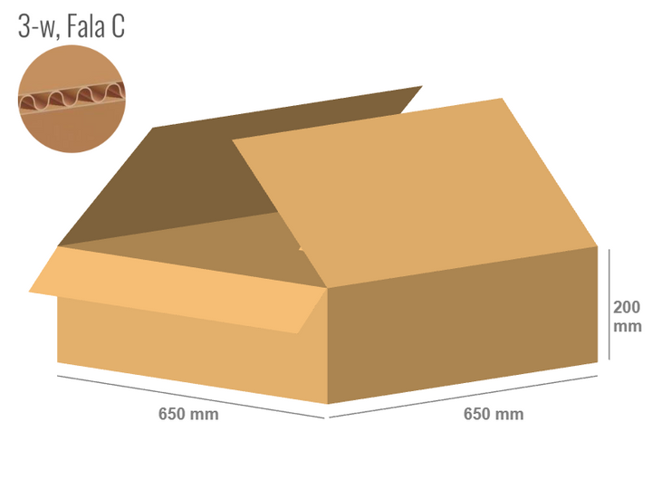 Karton 650x650x200 - mit Klappen (FEFCO 201) - 1-wellig (3-Schicht)