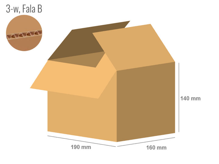 Cardboard box 160x190x140 - with Flaps (Fefco 201) - Single Wall (3-layer)