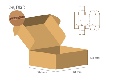 Pudełko fasonowe 364x314x125 - Fefco 427