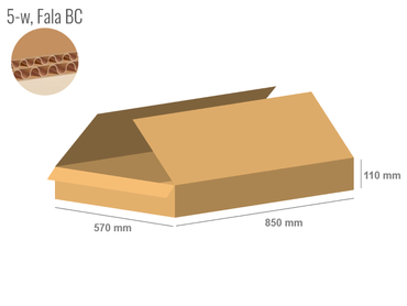 Cardboard box 850x570x110 - with Flaps (Fefco 201) - Double Wall (5-layer)