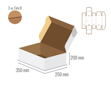 Pudełko fasonowe 350x250x200 - Fefco 427 - jednostronnie bielone