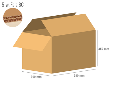 Cardboard box 580x390x350 - with Flaps (Fefco 201) - Double Wall (5-layer)